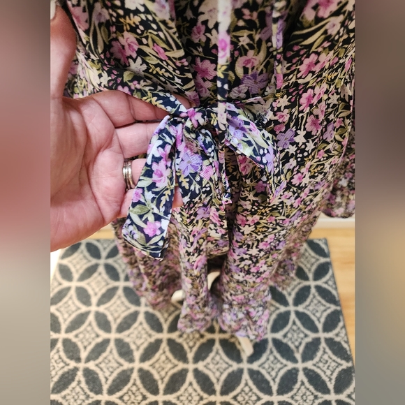 Emma and Michelle Women's Long-sleeved Boho Inspired Ruffle Tie-Belt Dress - Picture 12 of 15